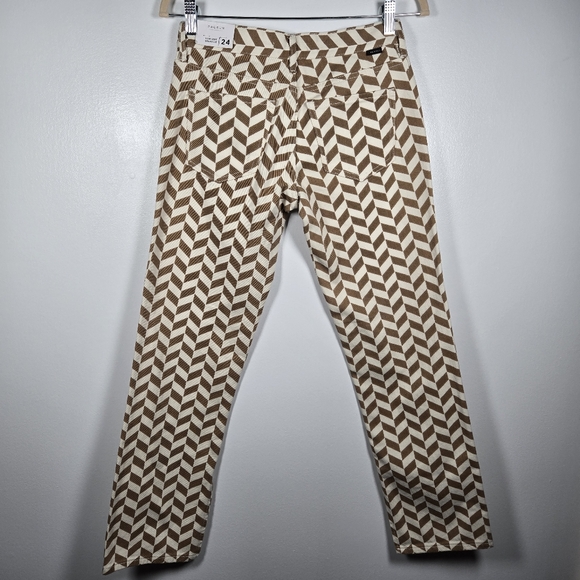 NEW PacSun Brown Chevron Print Low Rise Straight Leg Split Hem Jeans Size 24 - Picture 12 of 16